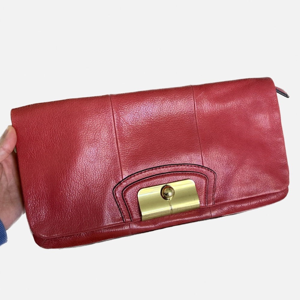 Coach Kristin Large Coral Red Clutch